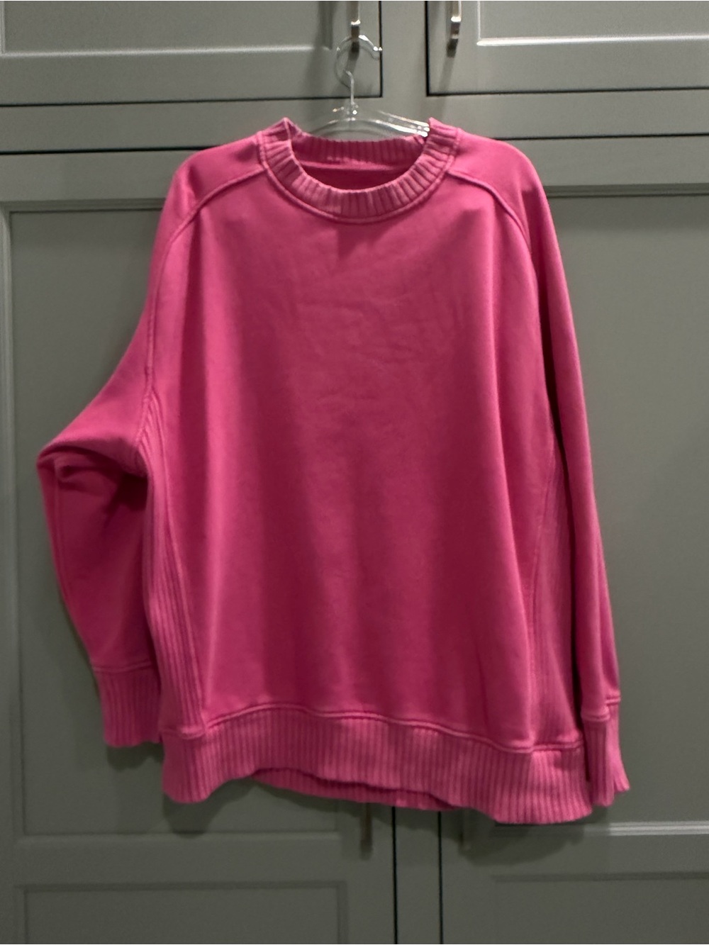 aerie Oversized Crewneck Sweatshirt in Hot Pink